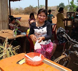 Khmer sugar cane juice vendor