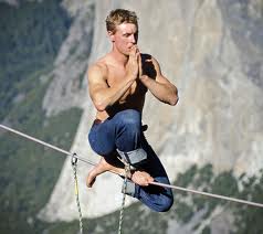 Daredevil Mich Kemeter performs a delicate balancing act at a dizzying altitude of more than 3,000ft over Yosemite National Park in California. The 23-year-old inched across the 25metre-long wire, which was just one-inch wide, three times. 
