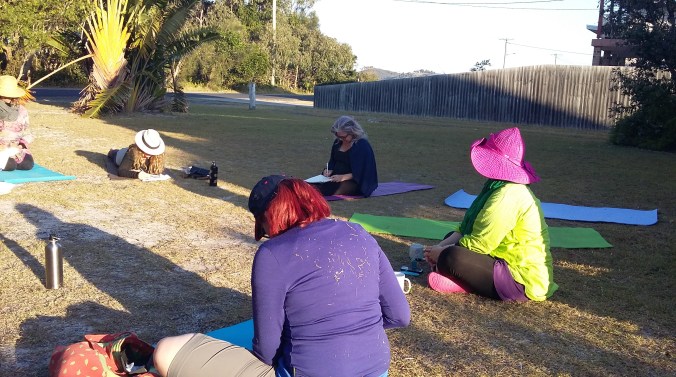 relax writers on the grass
