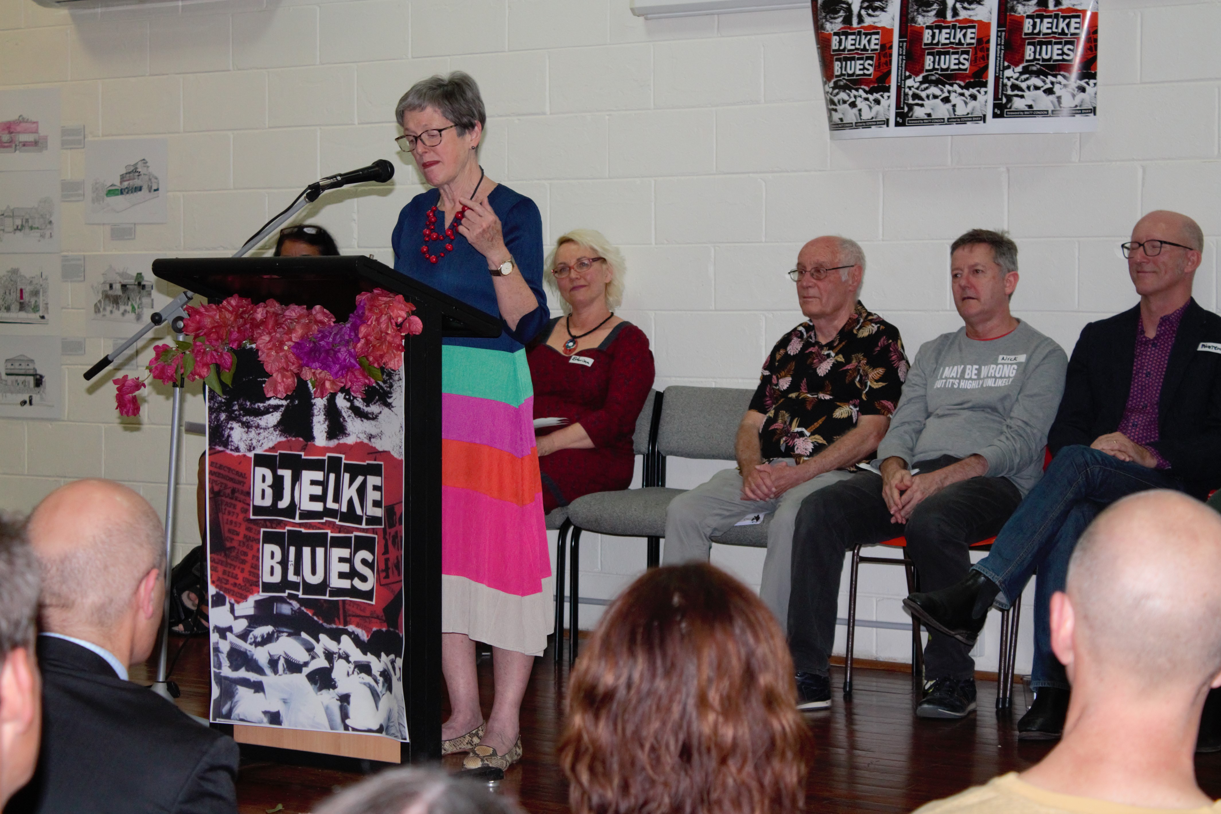 contribuotrs on stage together BBL laughing